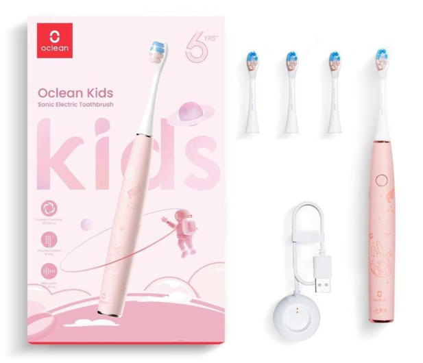 Oclean Zestaw szczoteczka Kids różowa + dodatkowe 2 końcówki - 1130242 - zdjęcie